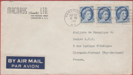 CANADA - 1961 - 3x 5c - Air Mail - Macnays Ltd - Viaggiata Da Vancouver Per Clermont-Ferrand, France - Storia Postale