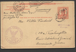 UY12r Reply Card Brooklyn NY - GERMANY 1946 CENSORED Cat.$11.00 - 1921-40