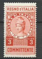 Italie  Fiscal Taxe De Transport   3 Lires   Orange    Neuf  (  *  )     B/TB    Voir Scans  Soldé ! ! ! - Revenue Stamps