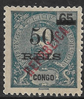 Portuguese Congo – 1914 King Carlos Local Overprinted REPUBLICA 50 On 65 Réis Mint Stamp - Congo Portugais