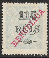 Portuguese Congo – 1915 King Carlos Overprinted REPUBLICA 115 Over 50 Réis Mint Stamp - Portugiesisch-Kongo