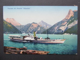 AK Traunsee B. Gmunden Traunstein Schiff Salzkammergut Dampfer Elisabeth Ca. 1915  /// D*57940 - Gmunden