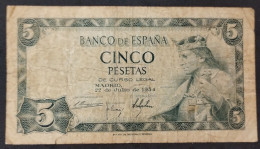 España – Billete Banknote De 5 Pesetas – 1954 - 5 Peseten