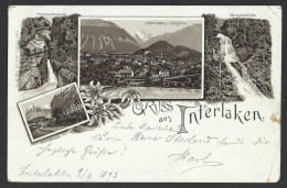 INTERLAKEN - Litho - Jungfrau, Giessbachfall, Grindelwald- 1893 Old Postcard (see Sales Conditions)09709 - Mümliswil-Ramiswil