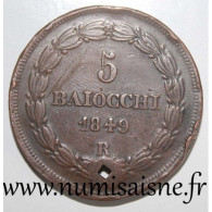 VATICAN - KM 1346 - 5 BAIOCCHI 1849 R - TB/TTB - Vatican