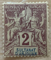 ANJOUAN - MH* - 1892 - # 2 - Unused Stamps