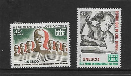 COTE D'IVOIRE 1972  UNESCO-ANNEE DU LIVRE  YVERT N°333/334 NEUF MNH** - UNESCO