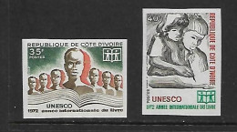 COTE D'IVOIRE 1972  UNESCO-ANNEE DU LIVRE  YVERT N°333/334 NON DENTELE  NEUF MNH** - UNESCO