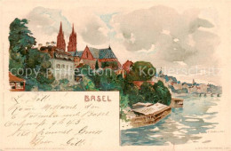 13792216 Basel BS Rheinpartie Aquarell Basel BS - Andere & Zonder Classificatie