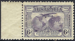 AUSTRALIA 1931 KGV 6d Violet, Kingsford Smith Flights-Airmail Mail Service SG123 MH With Side Gutter - Ungebraucht