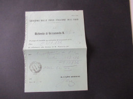 Italien 1941 / Rodi / Rhodos / Isole Italiane Dell'Egeo / Stempel Titolare Rodi (Egeo) / Unterschrift Il Capo Ufficio - Ägäis (Rodi)