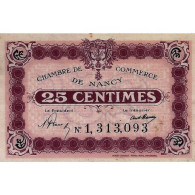 54 - NANCY - CHAMBRE DE COMMERCE - 25 CENTIMES - 1918 - SPL - Non Classificati