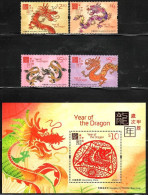 China Hong Kong 2024 Zodiac/Lunar New Year Of Dragon (stamps 4v+SS/Block) MNH - Unused Stamps