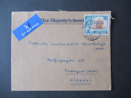 Zypern 1962 Marke Mit Aufdruck Republik Zypern / Kibris Cumhiriyeti / Alter GB Umschlag OHMS By Air Mail Nach Frankfurt - Storia Postale