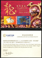 China Hong Kong 2024 Zodiac/Lunar New Year Of Rabbit & Dragon Affixed With Real 22K Gold And Silver (with Certification) - Neufs