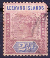 Leeward Islands 1890 Used, Queen Victoria Two & Half Dollar, Corner Flaw - Leeward  Islands