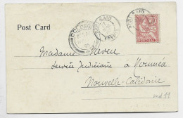 PORT SAID 10C MOUCHON CARTE SUEZ OPHIR TRAVERSANT LE CANAL 1905 POUR NOUMEA NOUVELLE CALEDONIE - Cartas & Documentos