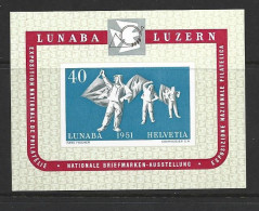 Switzerland 1951 Lunaba Philatelic Exhibition Miniature Sheet MNH - Ongebruikt
