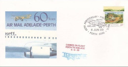 Australia PM 1588 1989 60th Anniversary First Air Mail Adelaide-Perth Souvenir Cover - Briefe U. Dokumente