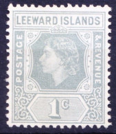 Leeward Islands 1954 Mint No Gum, Queen Elizabeth II 1 Cent - Leeward  Islands