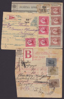 3 Paketkarten Um 1925, Div. Frankaturen, 1x Auch Portomarken - Briefe U. Dokumente