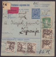 MiNr, 90, 92, MiF Mit 6 Werten Auf Ung. Paketkarte, 1919, Ankunft - Brieven En Documenten