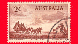 AUSTRALIA - Usato - 1955 - Pionieri Del Periodo Sociale In Australia - Cobb And Company Mail Coach - 2 - Used Stamps