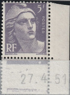 FRANCE  883 ** MNH Type Marianne De Gandon Coin Daté Du 27.4.51 Avril 1951 - 1950-1959