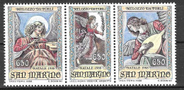 SAN MARINO - 1988 -NATALE - MELOZZO DA FORLI'  - TRITTICO -  NUOVO MNH** ( YVERT 1198\1200 - MICHEL 1404\6 - SS 1245\8) - Nuovi