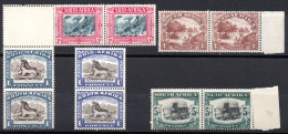 2343. SOUTH  AFRICA 5 MNH PAIRS LOT . 5/- LIGHT THIN UPPER LEFT CORNER - Ungebraucht