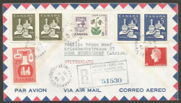 1965 Registered Cover 50c Chemical/Xmas/Flowers CDS Montreal Quebec PQ To Switzerland - Postal History