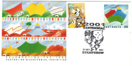 Australia 2001 Centennial Stamp Show,Black Logo, Souvenir Cover - Marcofilia