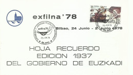 ESPAÑA, HOJA RECUERDO GOBIERNO DE EUSKADI,  EDICION 1937 - Feuillets Souvenir