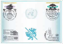 Nations Unies Genève. Carte Postale 1993 YT 247 Et YT163 Agence De Vienne Oblitérés 1er Jour - Cartoline Maximum