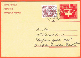 SUISSE CARTE POSTALE . OBLITERE +1xTIMBRE Nr:609. MÜNCHENSTEIN .17.3.1983. Pour . BADEN-BADEN. ALLEMAGNE . - Entiers Postaux