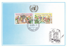 Nations Unies Genève. Carte Postale 1994 YT 274-275 Oblitérés 1er Jour - Maximum Cards