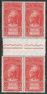 Pneumatica L.10 **MNH Quartina Con Interspazio Di Gruppo - Eilpost/Rohrpost