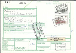 BELGIQUE  Ca.1983: Bulletin D'Expédition De CINEY Pour Salvan (VS, Suisse), CAD D'arrivée Au Dos - Storia Postale