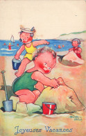 ENFANTS - Dessins D'enfants - Béatrice Mallet - Joyeuses Vacances - Enfants Jouant Sur La Plage - Carte Postale Ancienne - Dibujos De Niños