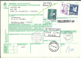 SUEDE  Ca.1981: Bulletin D'Expédition De HALMSTAD Pour LE MONT (VD, Suisse), CAD D'arrivée Au Dos - Briefe U. Dokumente