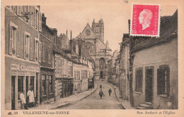 FRANCE - Villeneuve Sur Yonne - Rue Jobert Et L'église - Carte Postale Ancienne - Villeneuve-sur-Yonne