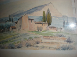 Ancienne Aquarelle Mas Colline Sainte Victoire 30X20 Hors Cadre - Aquarel