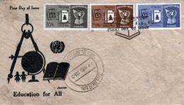UNESCO Education Series 3-Stamp FDC 1963 Nepal - UNESCO