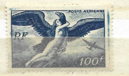 FRANCE N° 18 100 F BLEU FONCE EGIRE TRAINEE BLEU DANS LA MARGE NEUF AVEC CHARNIERE - Unused Stamps