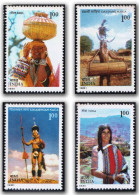 India 1981 Tribe, Woman, Drummer, Drum, Music, Spike,Khaimngan Naga,Dandami Maria,Set Of 4v, MNH (**) Inde Indien - Ungebraucht