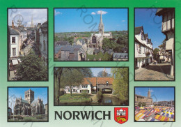 CARTOLINA  NORWICH,NORFOLK,INGHILTERRA,REGNO UNITO-A FINE CITY-LONDON STREET-NORWICH CATHEDRAL-ELM HILL-NON VIAGGIATA - Norwich