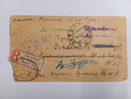 RUSIA TO GERMANY REGISTERED MAIL BAHNPOST LABEL RARE - Autres & Non Classés