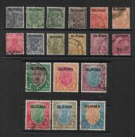 BURMA 1937 SET SG 1/18 FINE USED Cat £1,000 - Birmanie (...-1947)