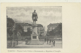 TORINO -PIAZZA CARLO FELICE E MONUMENTO A MASSIMO D'AZEGLIO -F.P. - Places & Squares