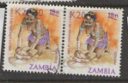 Zambia  1989  SG  586  Millet Grinding   Fine Used  Pair - Zambia (1965-...)